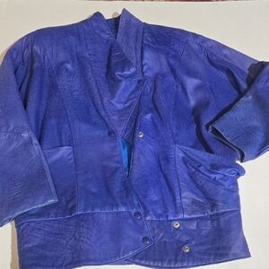 Elegant‎ Women's Royal Blue Leather Jacket